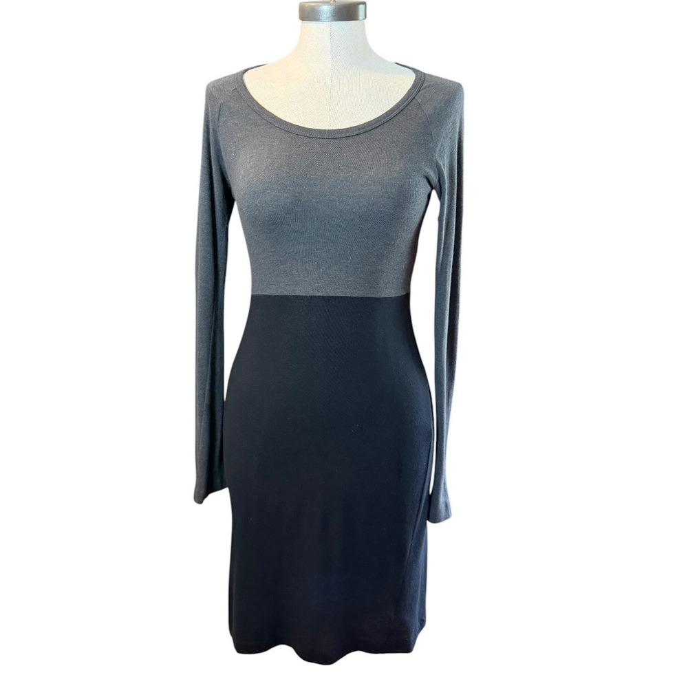James Perse Gray Black Colorblock Angora‎ Blend Long Sleeve Dress WJW6326 Size 2